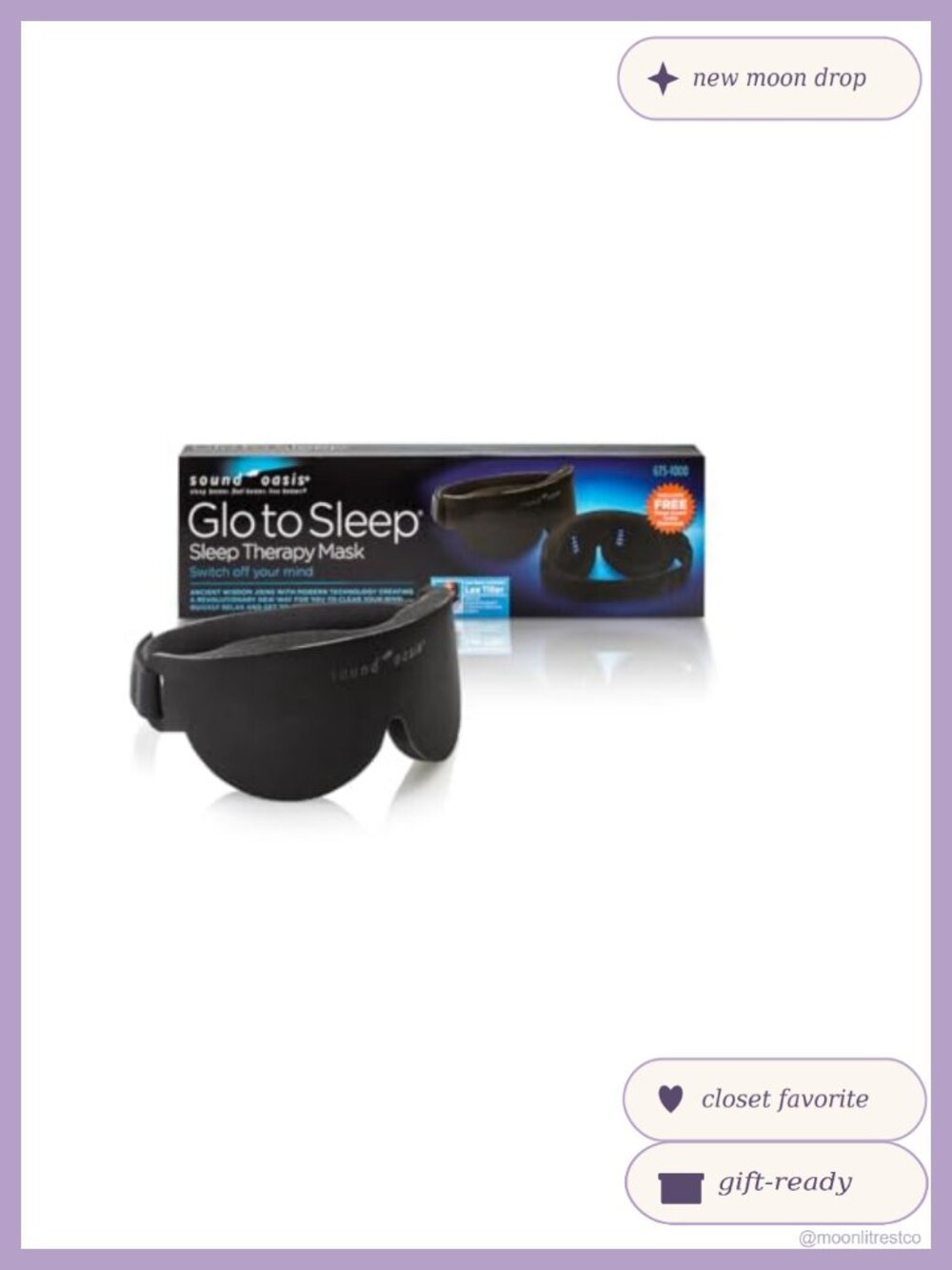Glo to Sleep Eye Mask Light Blocking Sleep Aid Meditation Relaxation
